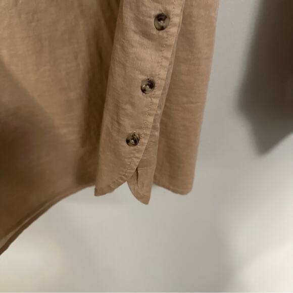Talbots Popover Long Sleeve Blouse Tan Womens Small Neutral Minimalist Office - Picture 7 of 8